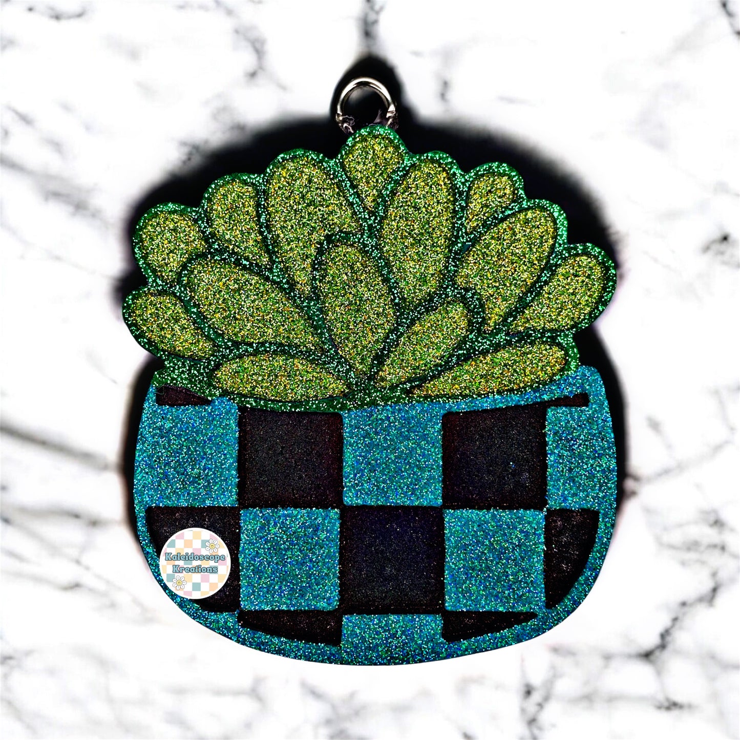 Checkered Succulent Car Freshener