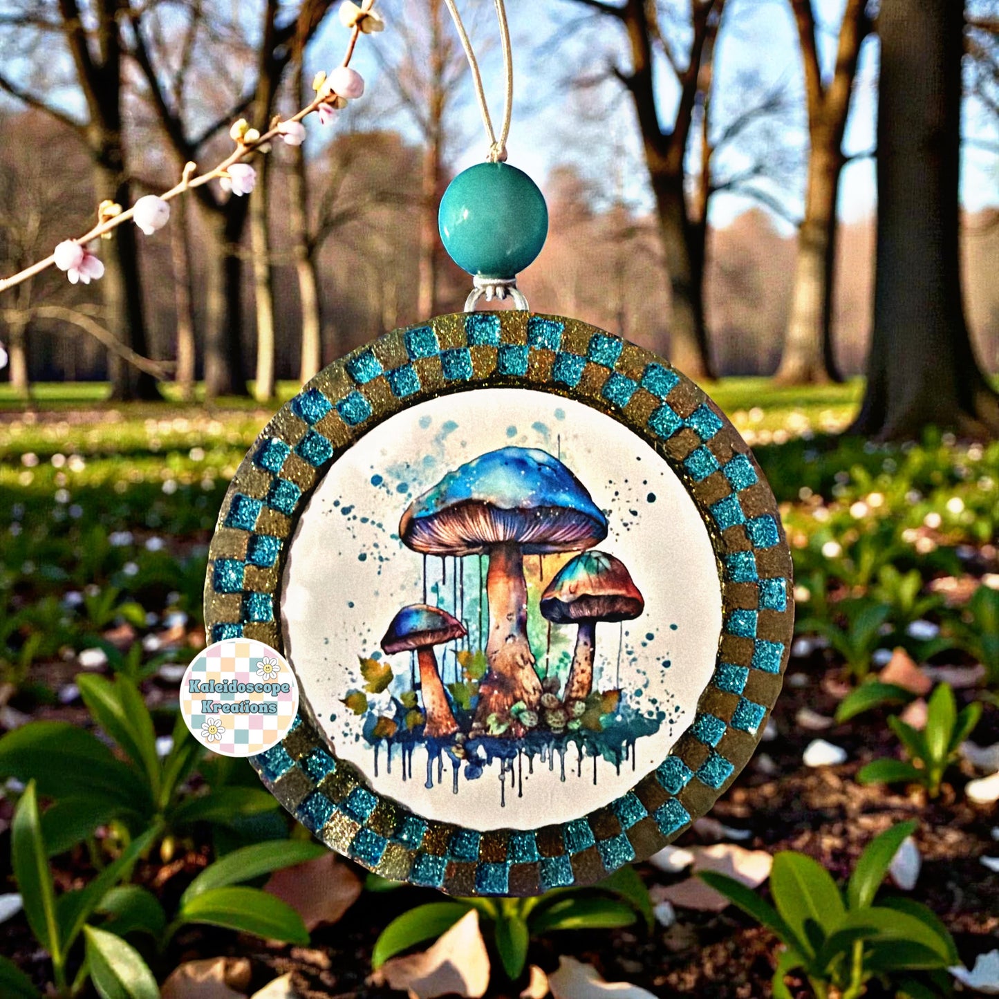 Checkered Mushroom Cardstock Car Freshener