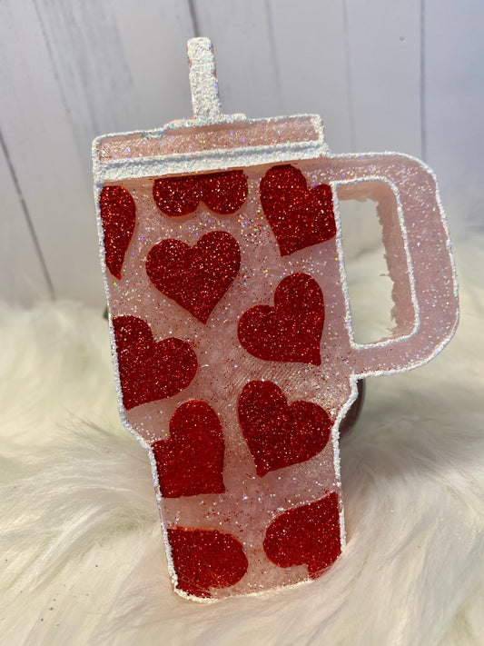 Light Pink and Red Hearts Tumbler Freshener
