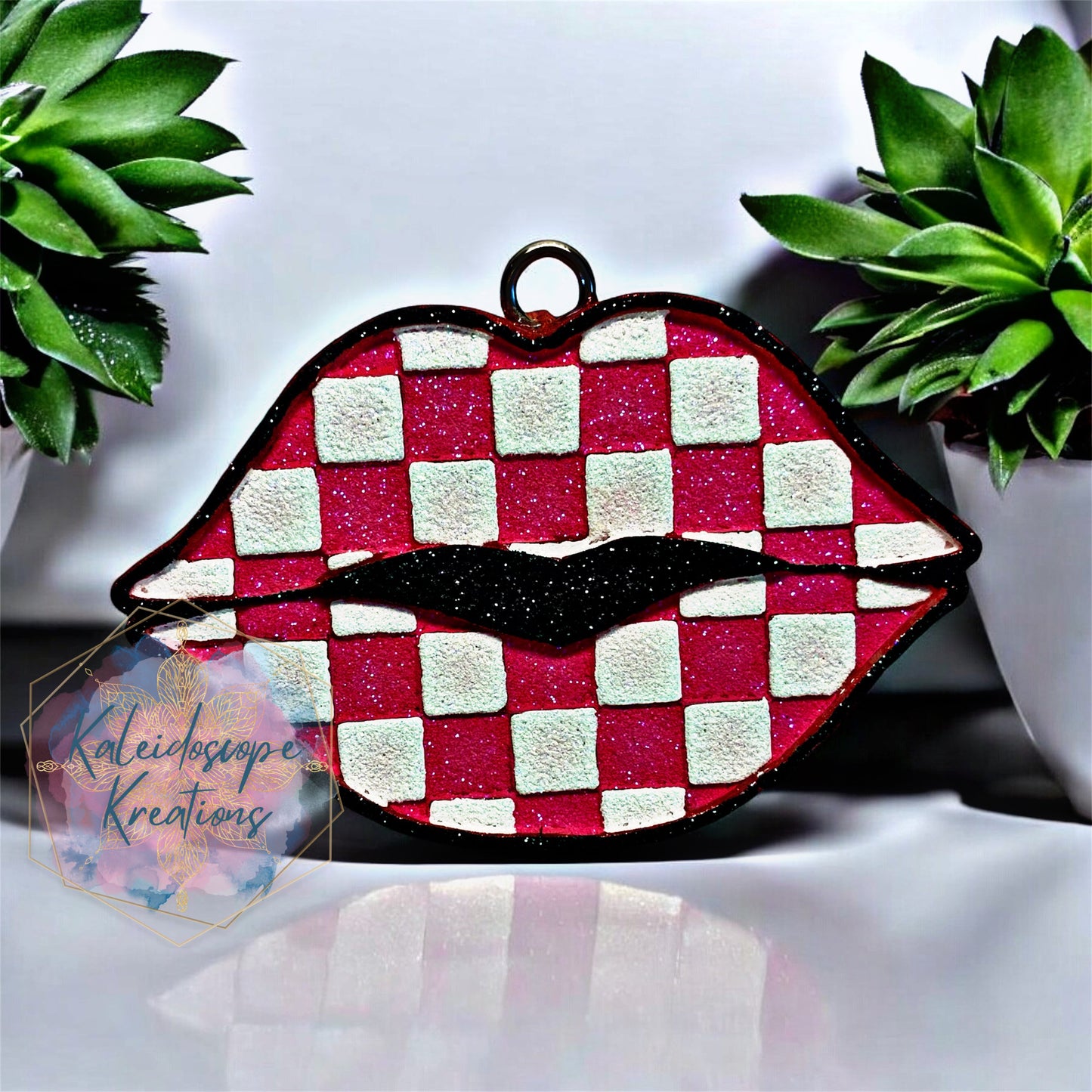 Checkered Lips Car Freshener