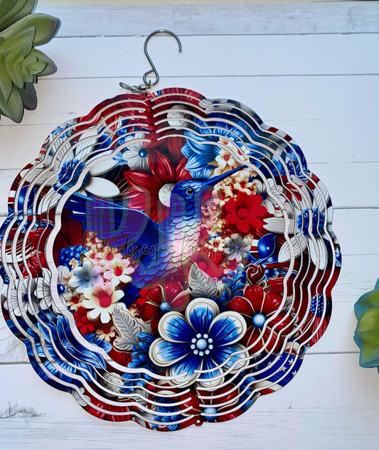 Patriotic Hummingbird Windspinner