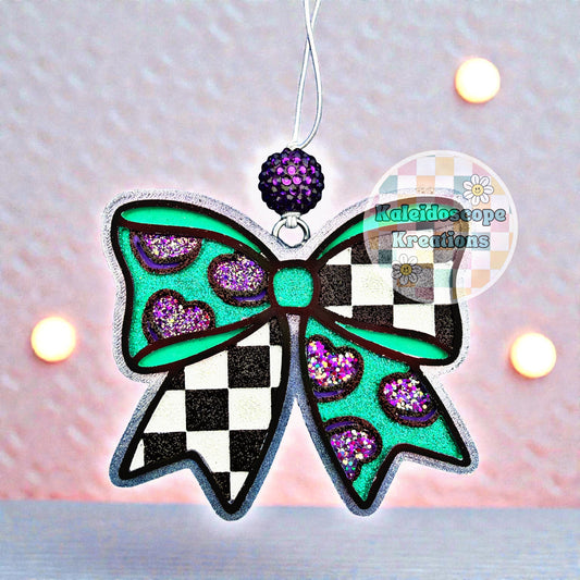 Valentine’s Checkered Bow Car Freshener
