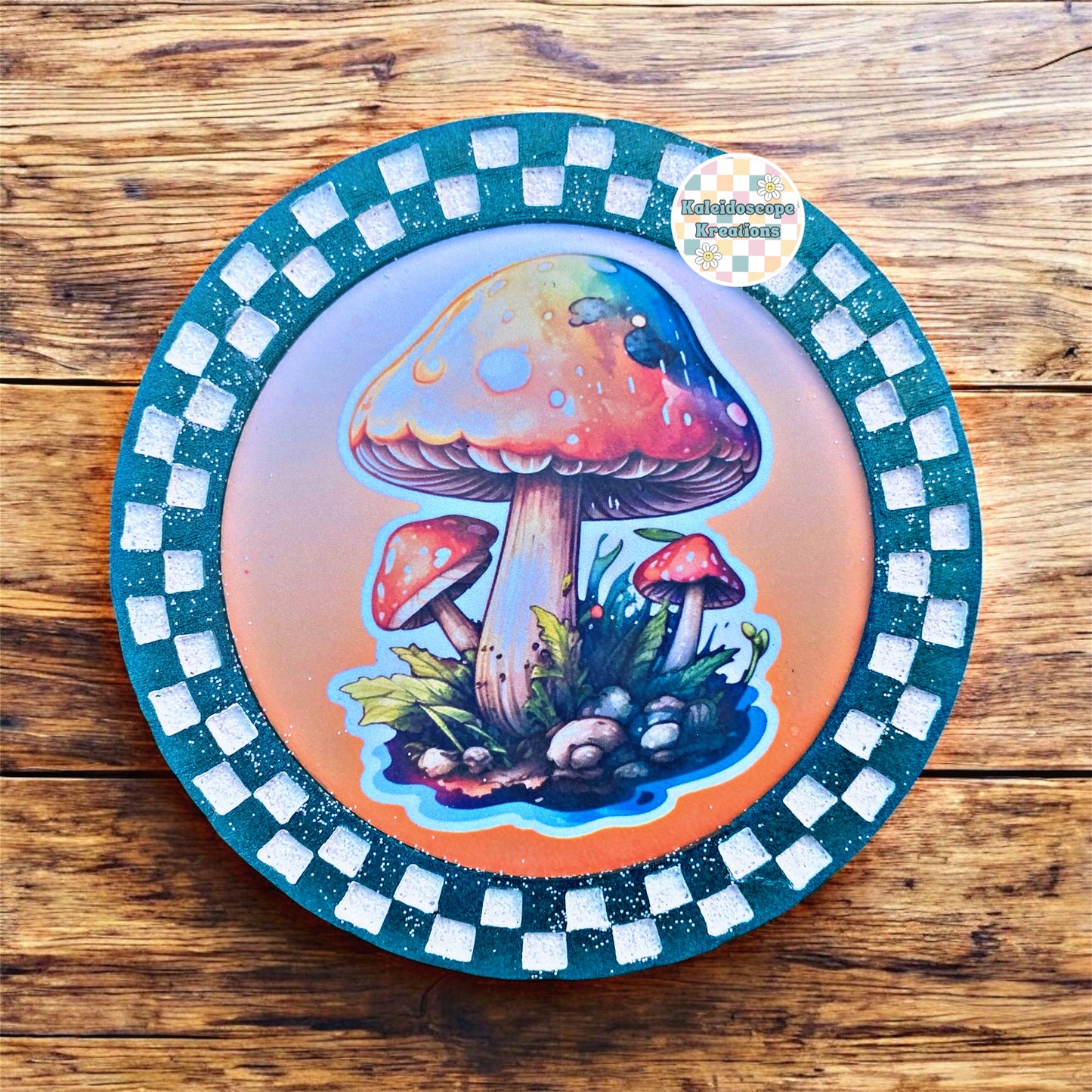 Checkered Mushroom Cardstock Car Freshener