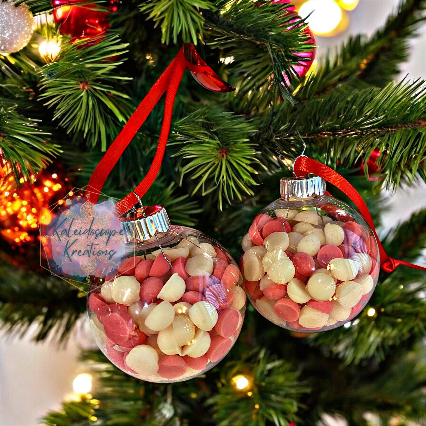 Frosted Cranberry Ornament filled with Wax Scoopies