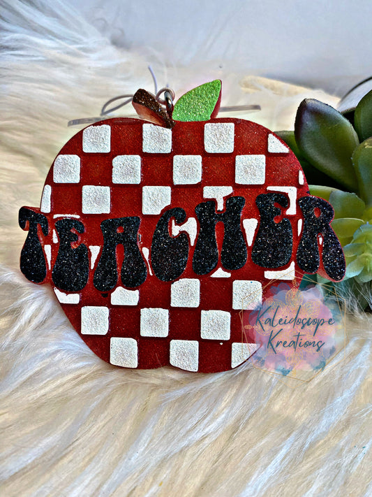 Checkered Apple Teacher Freshener