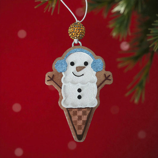 Snowman Ice Cream Cone Car Freshener