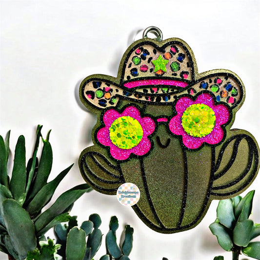 Cactus w/Cowboy Hat Car Freshener
