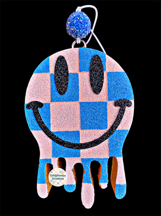 Checker Drip Smiley Car Freshener