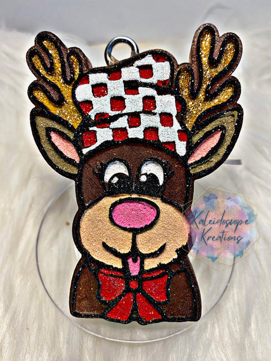 Checkered Reindeer Car Freshener