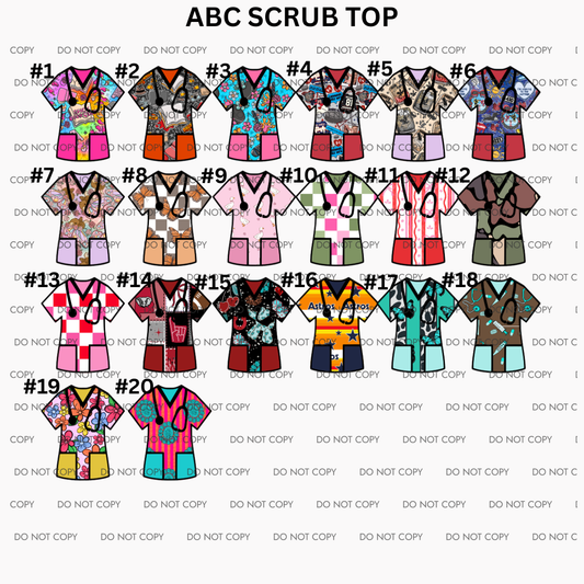 ABC SCRUB TOP CARD STOCK