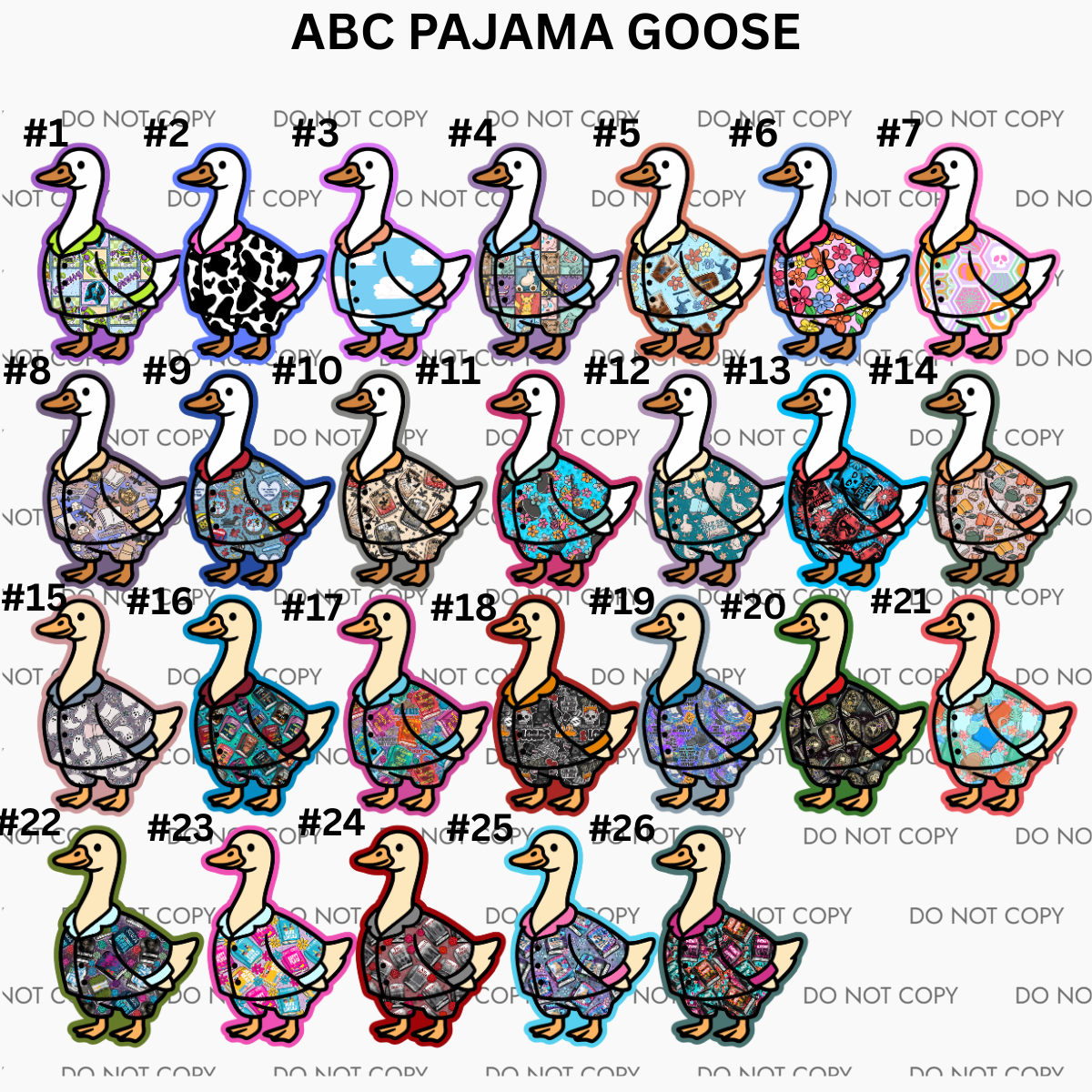 ABC PAJAMA GOOSE CARDSTOCK