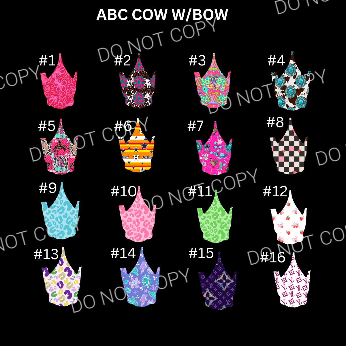 ABC COW W/BOW CARDSTOCK