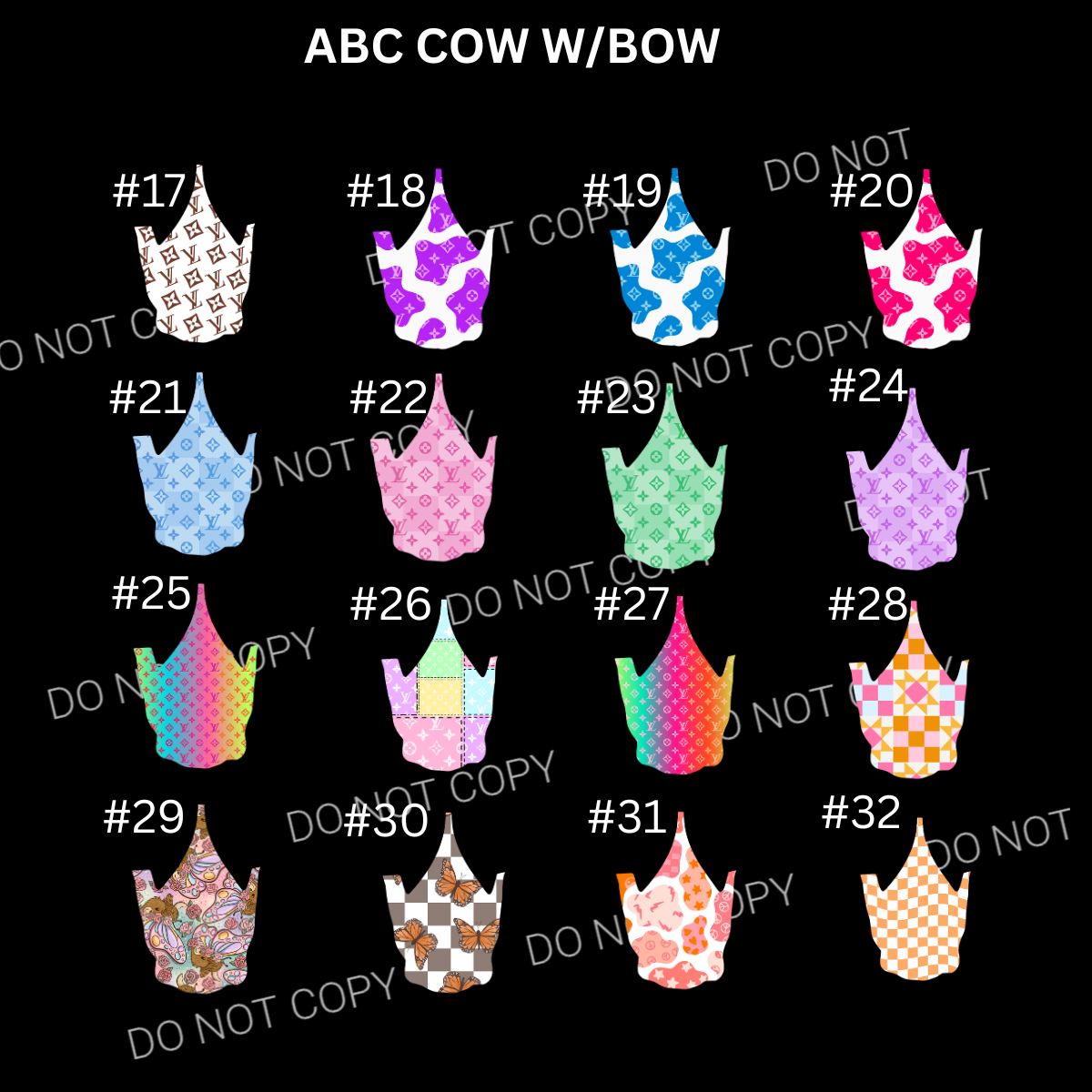 ABC COW W/BOW CARDSTOCK