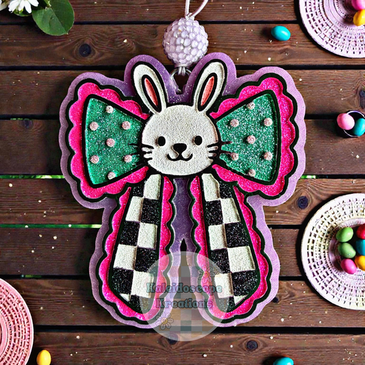 Bunny Checkered Bow Car Freshener