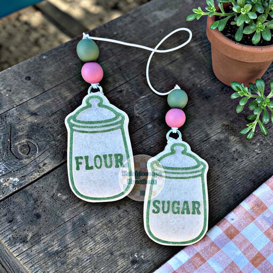 Vintage, Flour, Sugar, Vent Clips, Car Freshener