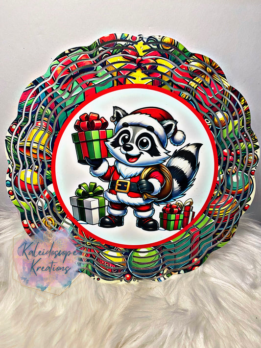 Christmas Raccoon Wind Spinner