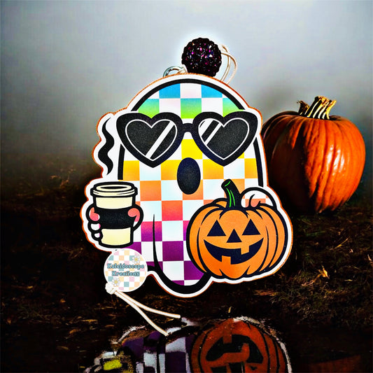 Ghost w/Latte Cardstock Car Freshener