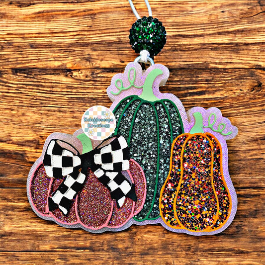 Triple Pumpkins w/Bow Car Freshener