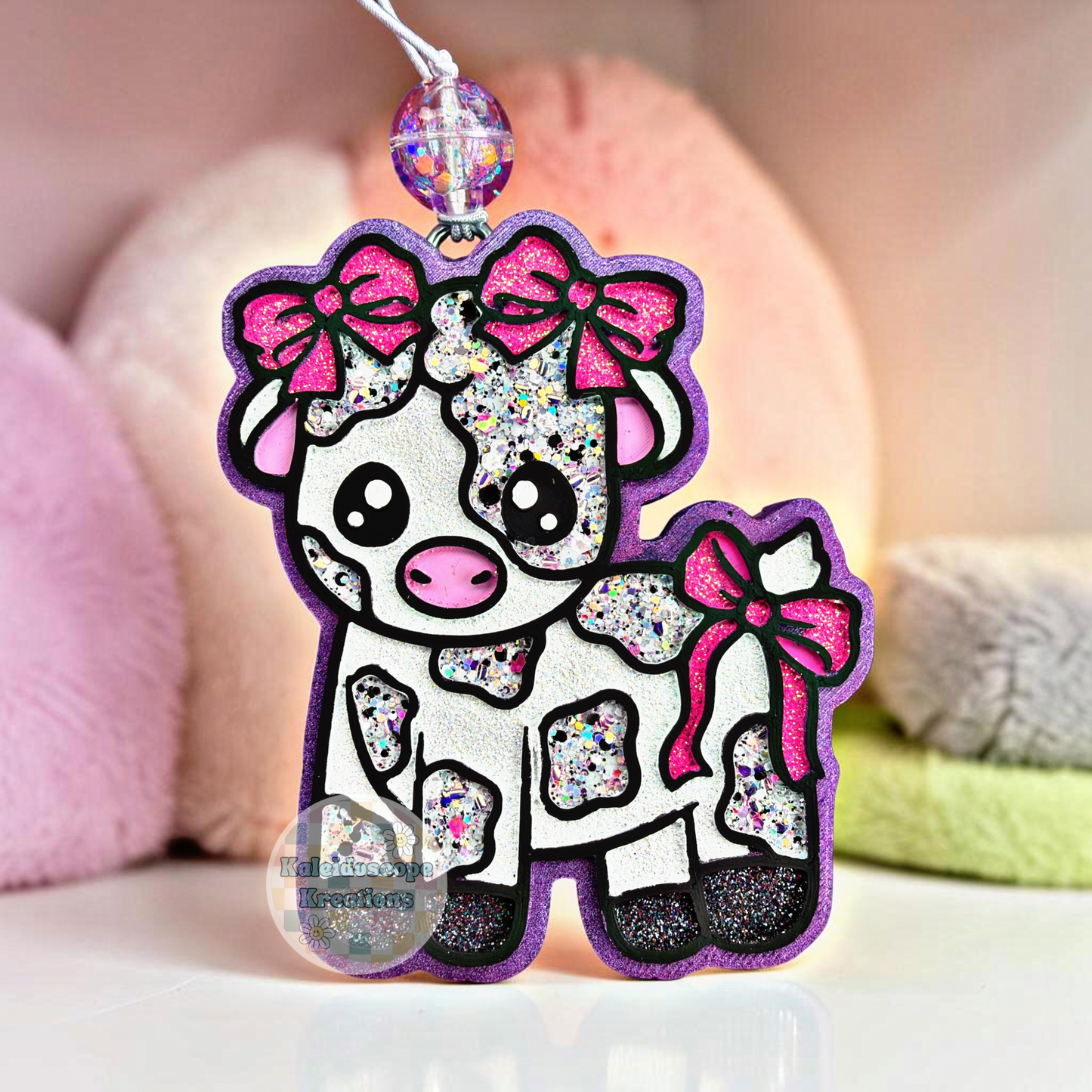 Cow w/ bows, Cute, Animal, Car Freshener